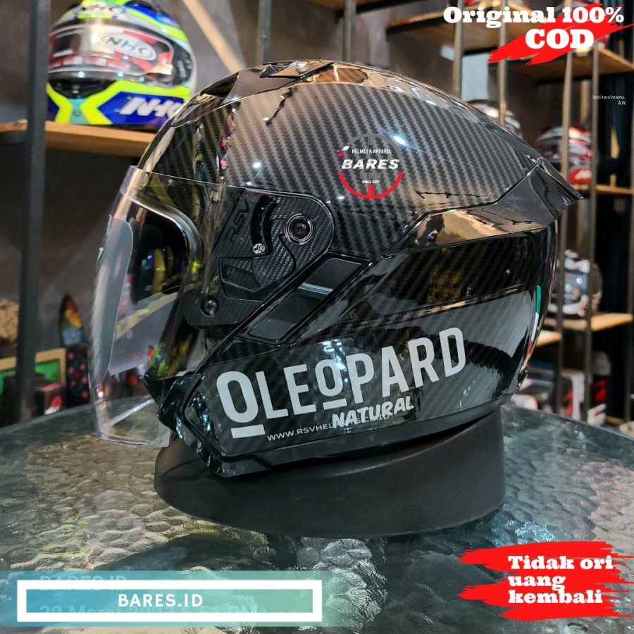 Helm RSV SV300 Carbone Motif Leopard Silver HELM HALF FACE