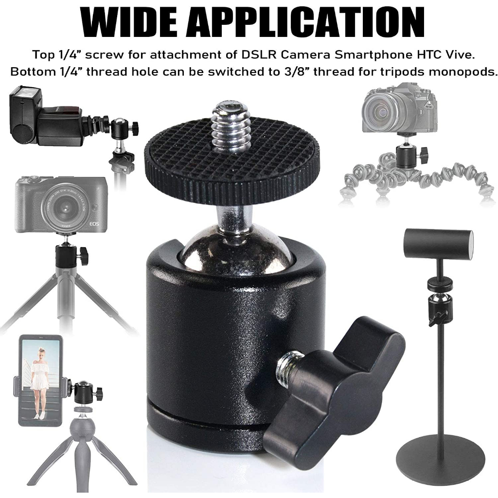 TaffSTUDIO Mini Ball Head Tripod Kamera DSLR 360 Swivel 1/4 - QM3624