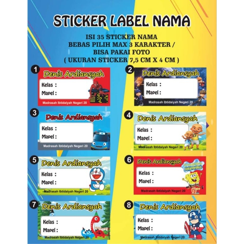 

STICKER LABEL NAMA CUSTOM ISI 35 PCS STIKER NAMA STICKER SEKOLAH STICKER KELAS STIKER LABEL NAMA CUSTOM FOTO