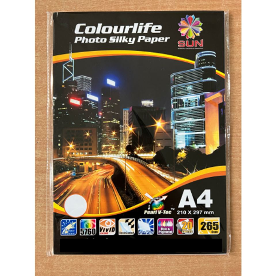 Kertas Foto A4 Sun Colourlife Photo Silky Paper A4 210 / 265 gsm 20 Sheets