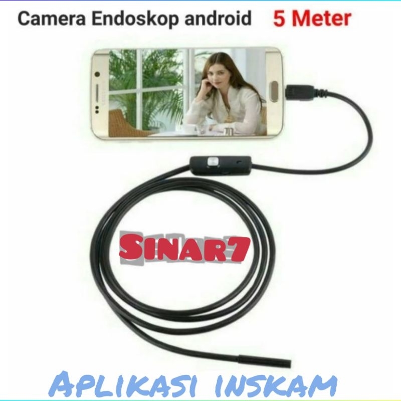 Endoskop kamera panjang kabel 5 meter micro sd &amp; type c