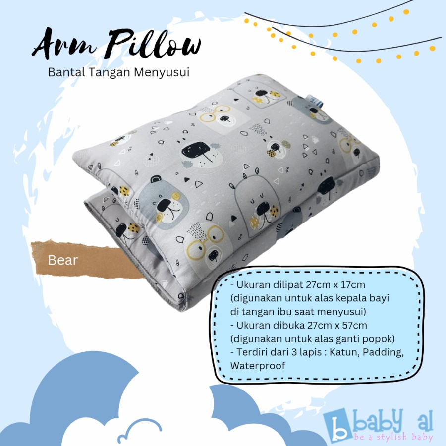 Bantal Tangan Menyusui plus Perlak Ganti Baby Al - Arm Nursing Pillow dengan Alas Ompol