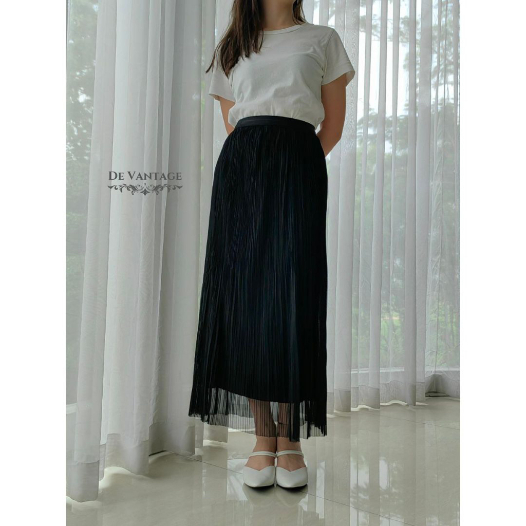 Rok Bolak Balik Plisket / Rok Maxi Polos / Reversible Plain Pleated Skirt