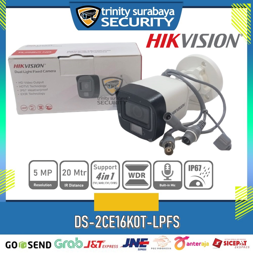 CCTV Outdoor 5mp Hikvision 2CE16K0T-LPFS Built in Mic Trinity