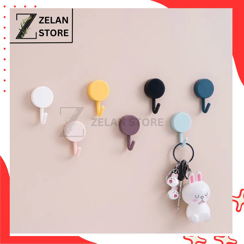 Gantungan Hook Bulat Polos Tempel Tembok Stiker Dinding Kail Serbaguna