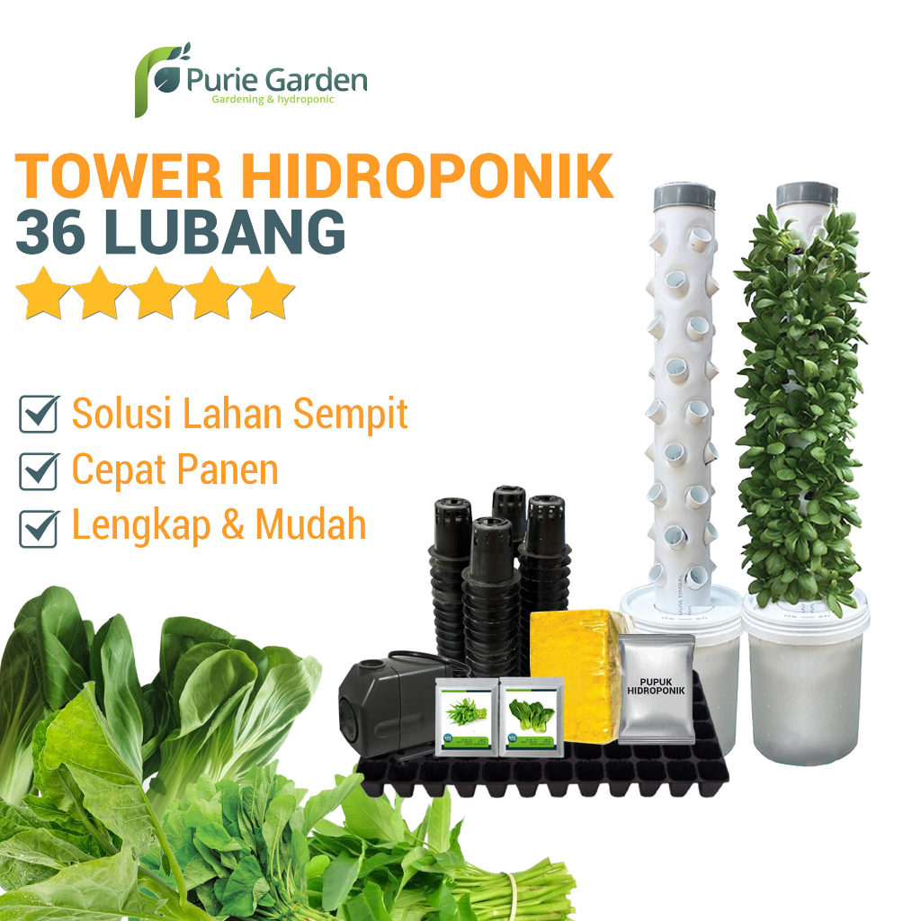 Tower Vertikal Hidroponik 36 Lubang PG KDR