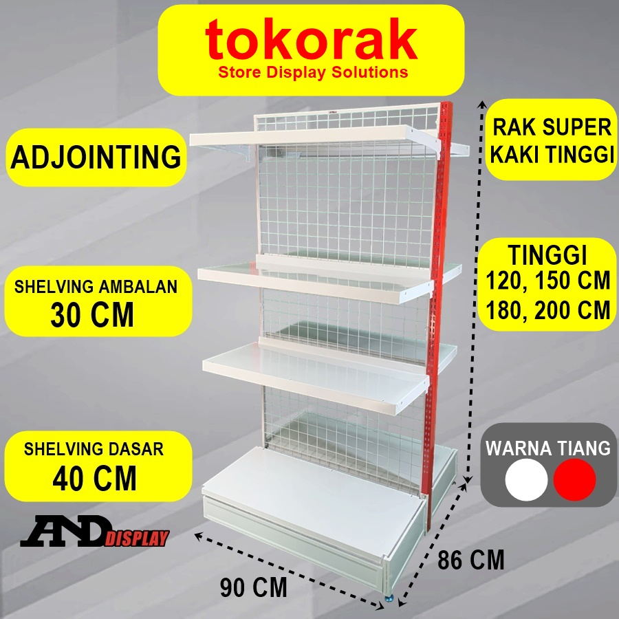 RAK MINIMARKET SUPERMARKET DOUBLE ADJOINTING SUPER KT 30 CM RAK GONDOLA ISLAND ANDDISPLAY