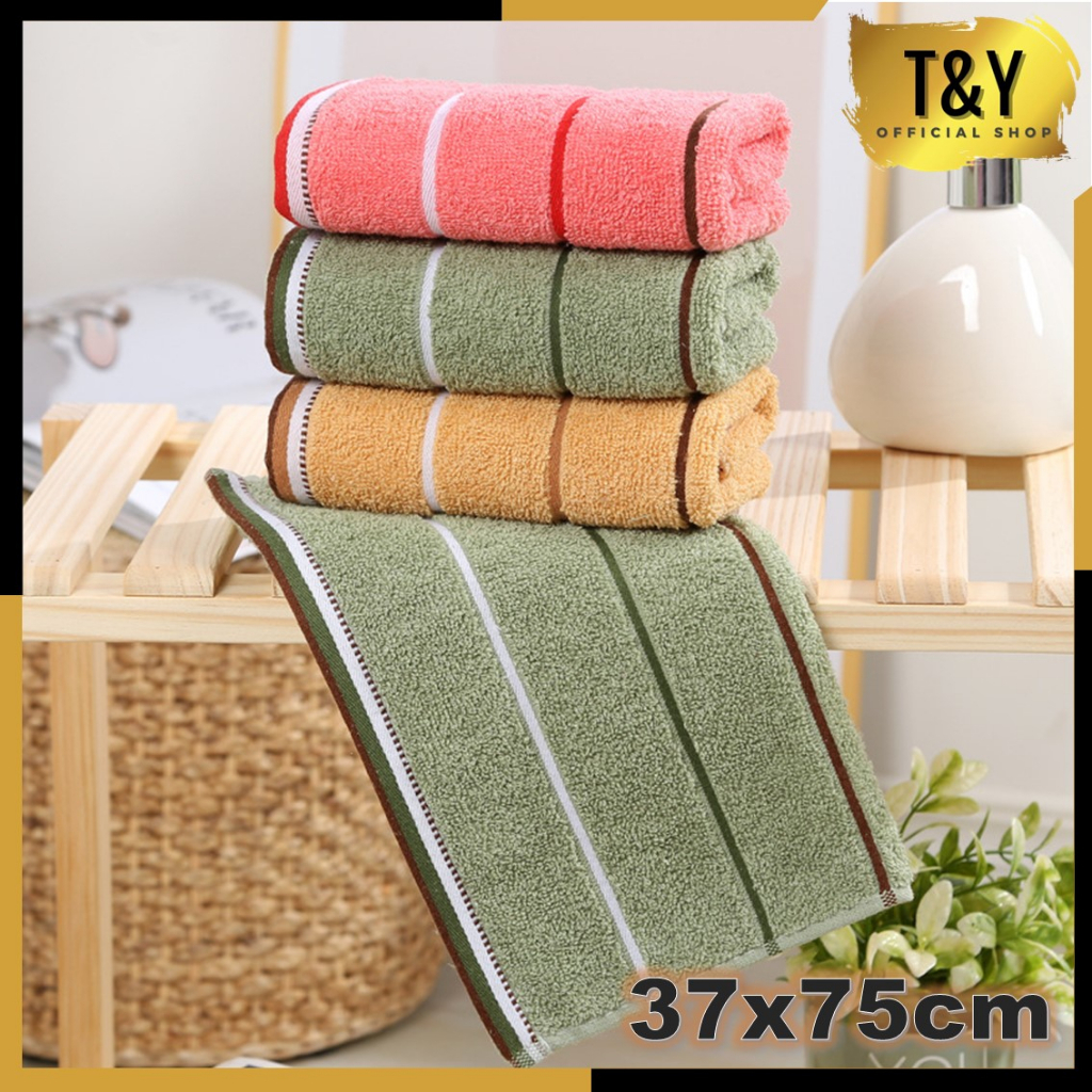T&amp;Y Handuk Muka Kecil Tebal Penyerap Keringat Handuk Kecil Handuk Olahraga Katun Garis Handuk Kecil Ukuran 30x70 Handuk Microfiber