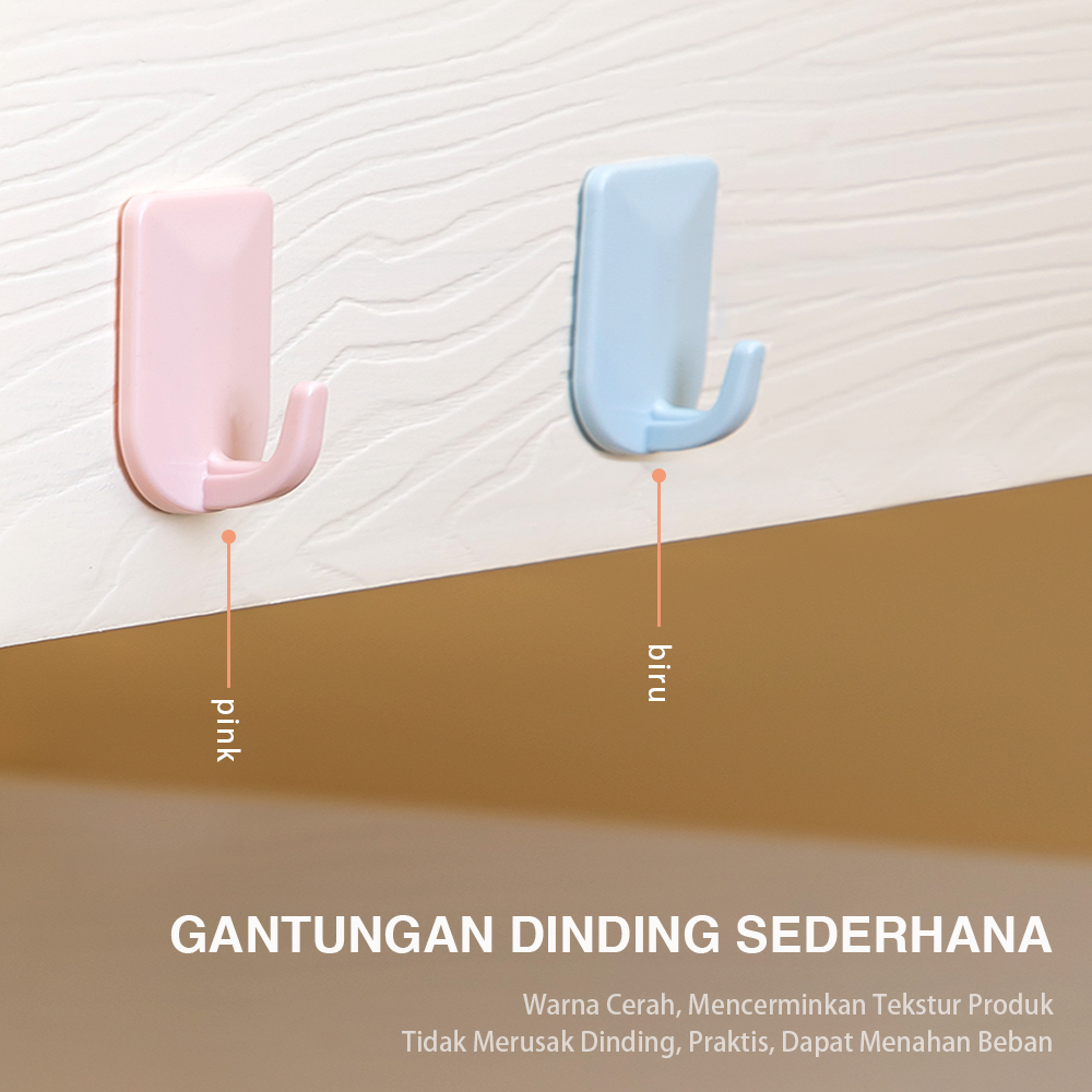 MOGYMOGY DELI026Hook / Gantungan Tempel Dinding 4 pcs/Pack Warna Putih / Pastel Kuat Hingga 1.5kg