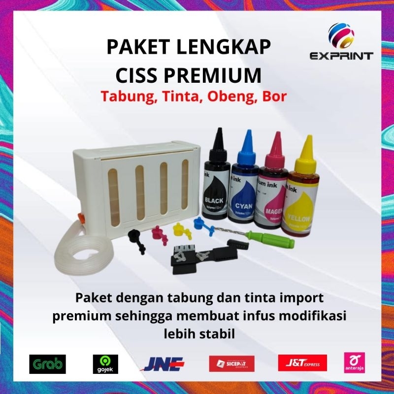 Tabung Infus Box Putih+Tinta Premium 4 Warna