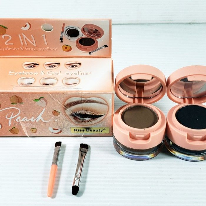 EYEBROW GEL EYELINER PEACH 2 IN 1 KISS BEAUTY BLACK&amp;BROWN