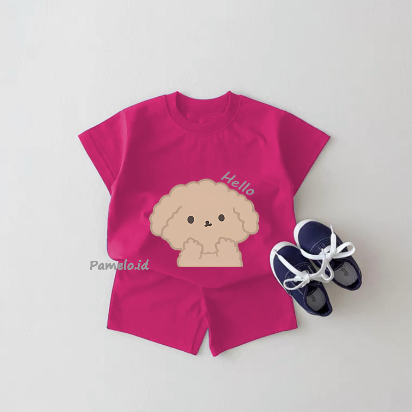 Pamelo.id Set Anak Viral / Hello Pupy / Fashion Anak / Stelan baju anak / Korea Style / Set Balita