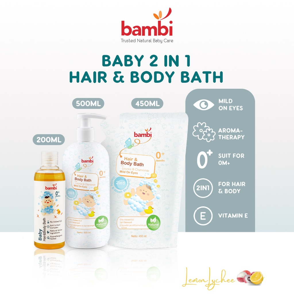 ❤ RATU ❤ Bambi Baby Hair &amp; Body Bath 2in1 | Milk Bath 2in1 | Sabun Mandi &amp; Shampoo Refill