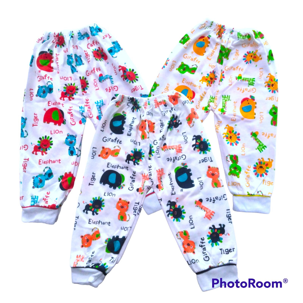 Celana Panjang Bayi 0-2 Tahun Bahan Katun Motif Aneka Animal / Binatang