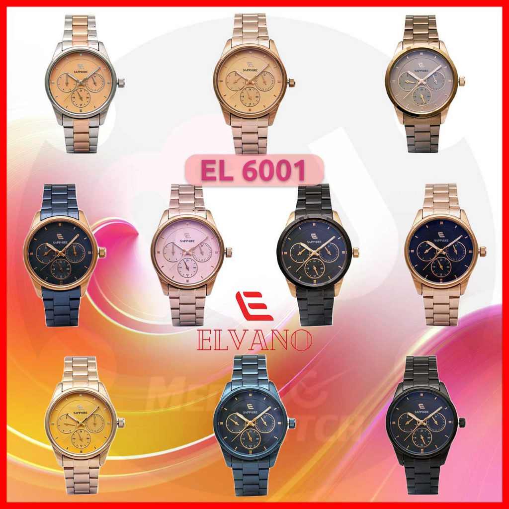 Jam Tangan Wanita Analog Elvano 6001 Original Garansi Resmi