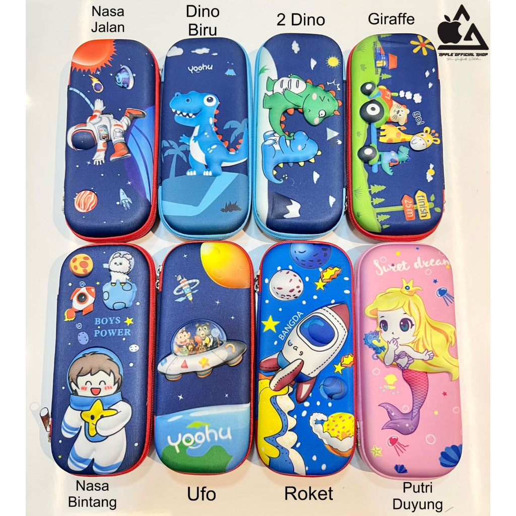 Kotak Pensil Lucu Anak 3D EVA Cartoon Unicorn Rabbit Nasa Dino Cat Kucing Astronot Space Giraffe Mermaid Jerapa Disney Perempuan Cowok Cewek Tempat Pencil Case Box 4D Keren Kartun Souvenir Gift Hadiah