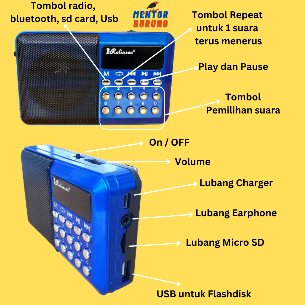 Speaker Mp3 Masteran Khusus Burung Murai Batu Air Hutan Medan Lampung Nias Jawa Kicau