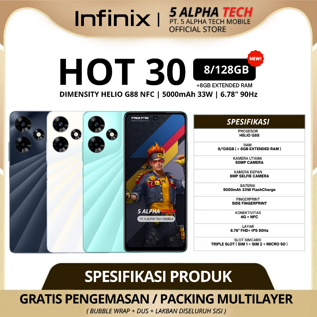 INFINIX HOT 30 | INFINIX HOT 30i 16/256GB (8GB + 8GB EXTENDED RAM) GARANSI RESMI INFINIX