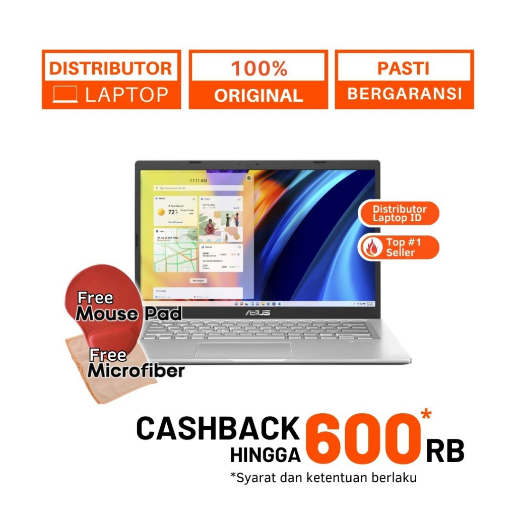 LAPTOP ASUS A1400EA / CORE i5 1135G7 / RAM 8GB 512GB SSD / 14 INCH FHD IPS / WINDOWS 11 OHS - CICILAN 0%