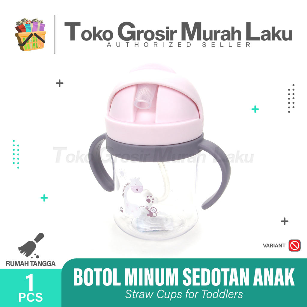 BOTOL AIR MINUM SEDOTAN ANAK LUCU MOTIF ANIMAL 250ML BPA FREE