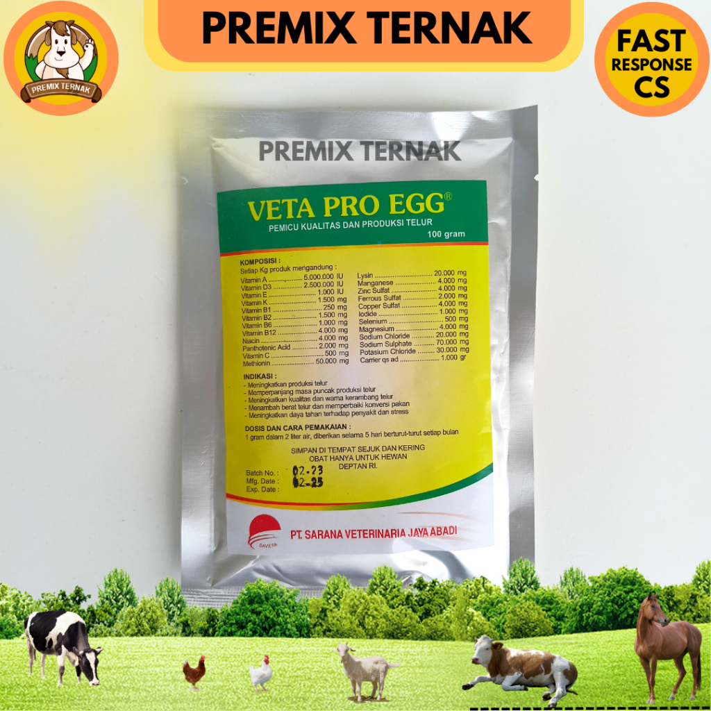 VETA PRO EGG 100gr - Vitamin Pemacu produksi dan kualitas telur - vitamin ayam petelur - vitamin bebek petelur - vitamin puyuh petelur