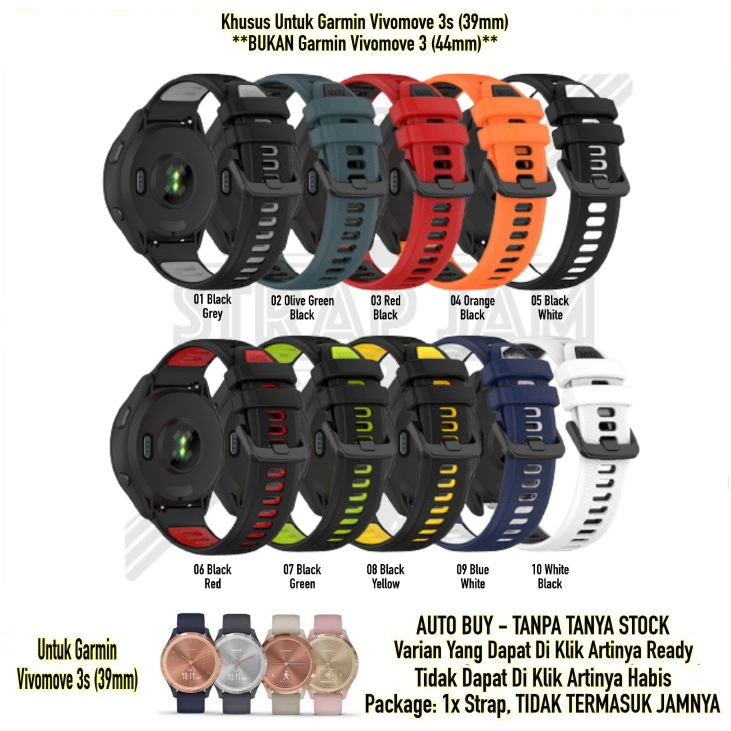 TTC Tali Jam 18mm Garmin Vivomove 3s 39mm - Silikon Sporty Two Tone Quick Release