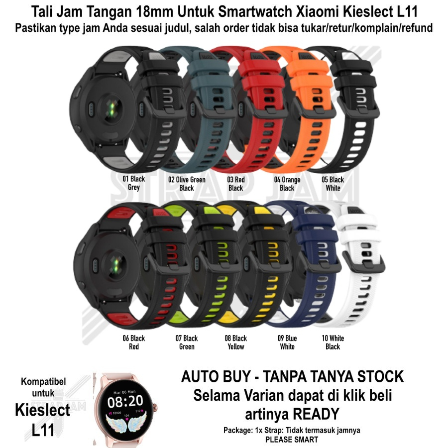 TTC Tali Jam 18mm Xiaomi Kieslect L11 - Silikon Sporty Two Tone Quick Release