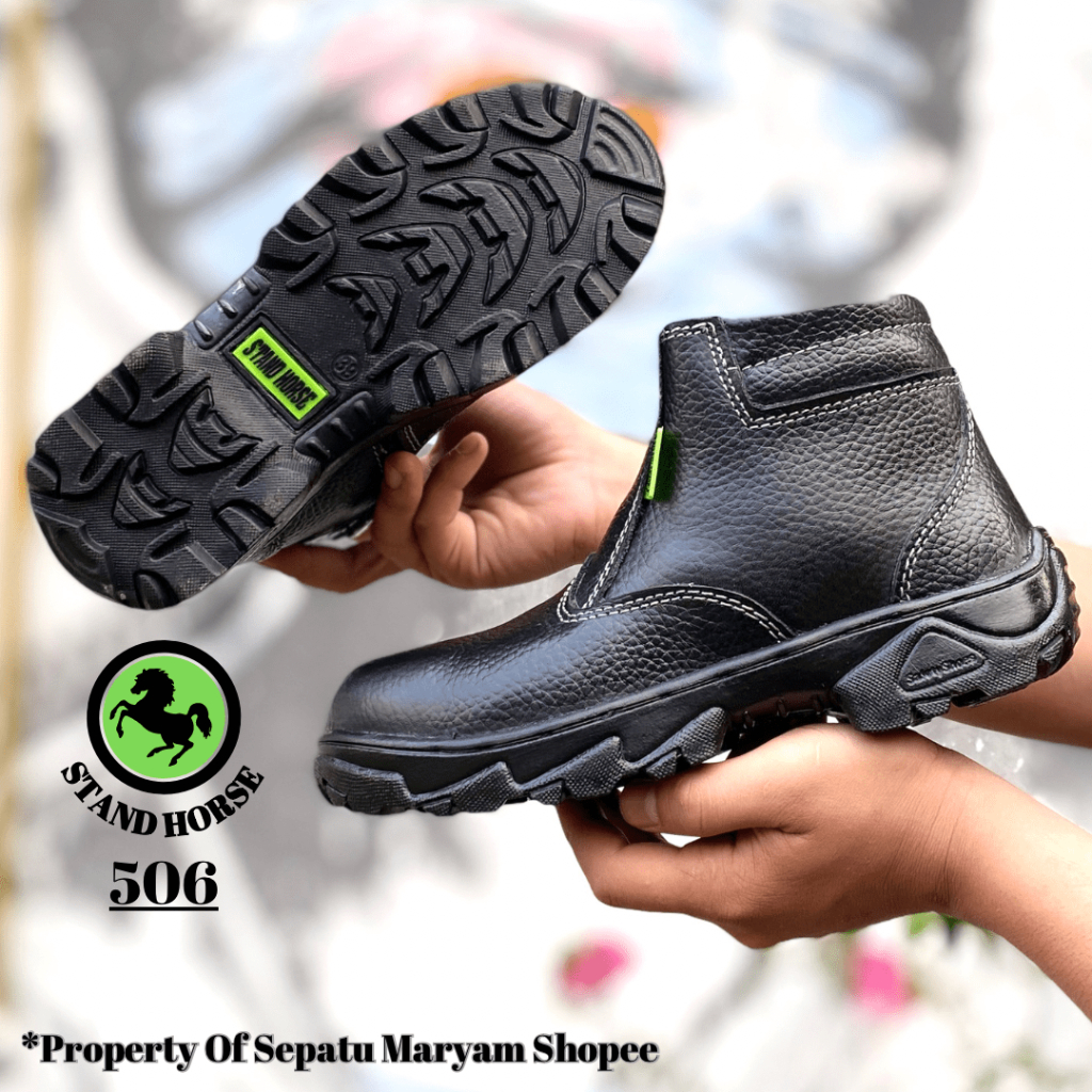 Sepatu Pria Septi Ujung Besi Safety Shoes Kulit Asli Sepatu Proyek Tambang Lapangan Safty Boots SNI