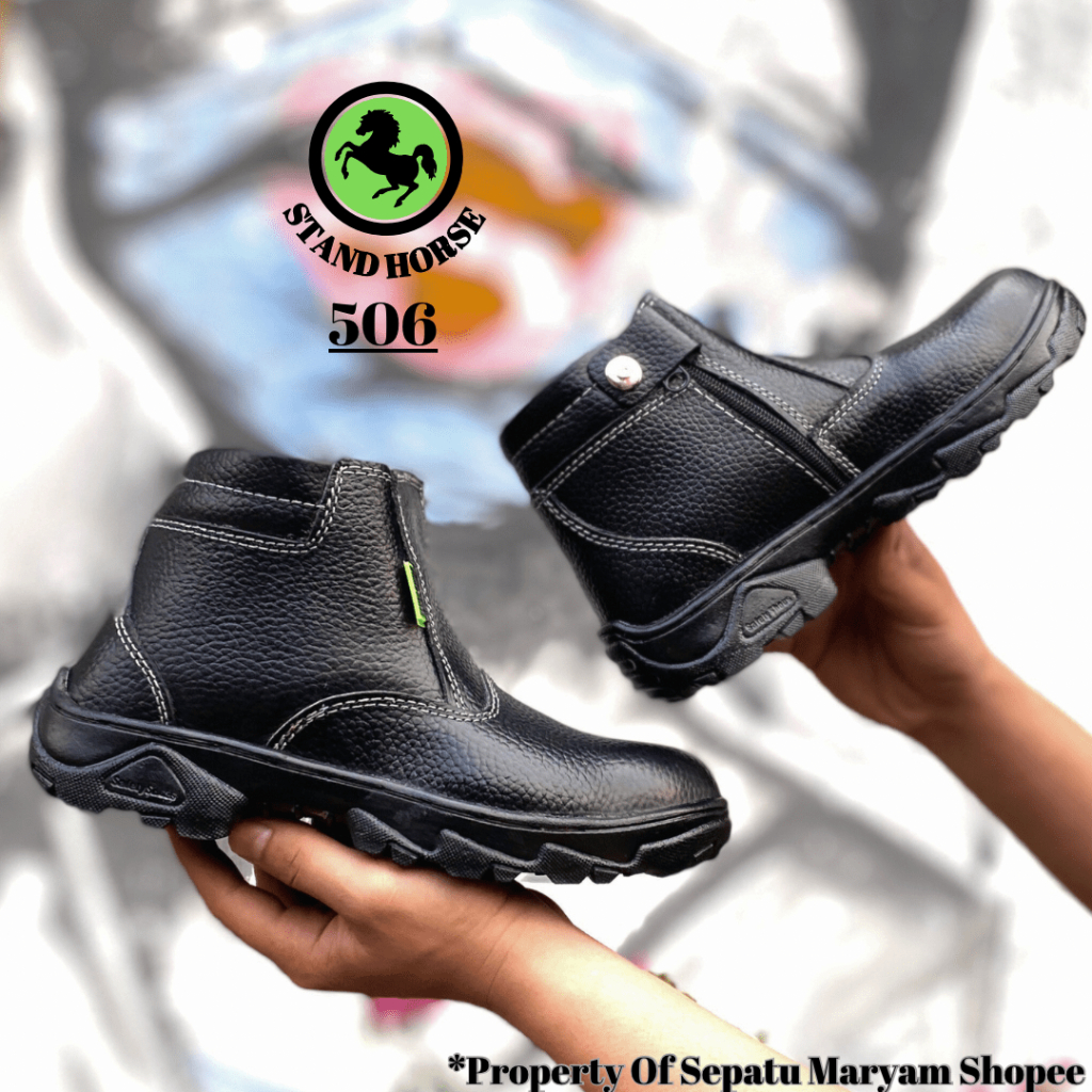 Sepatu Pria Septi Ujung Besi Safety Shoes Kulit Asli Sepatu Proyek Tambang Lapangan Safty Boots SNI