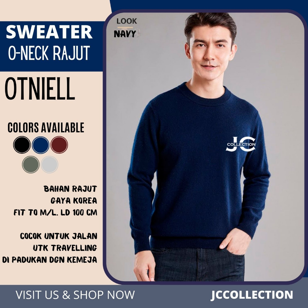 Outer Sweater Pria Rajut Korea Leher O / Sweater Rajut Cowok Oneck Otnell Knit - JCCollections