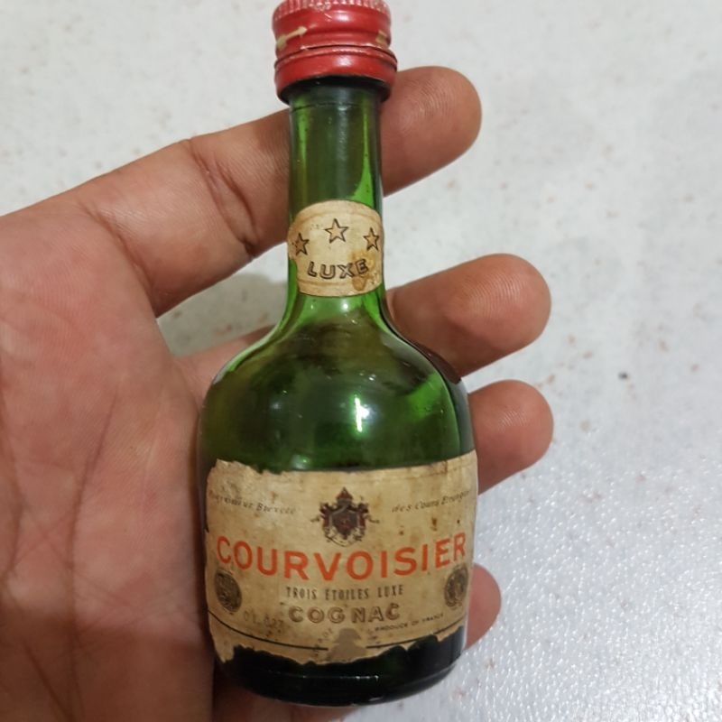 Original jadul vintage miniatur botol mini kosong minuman Courvoisier C0gn4c