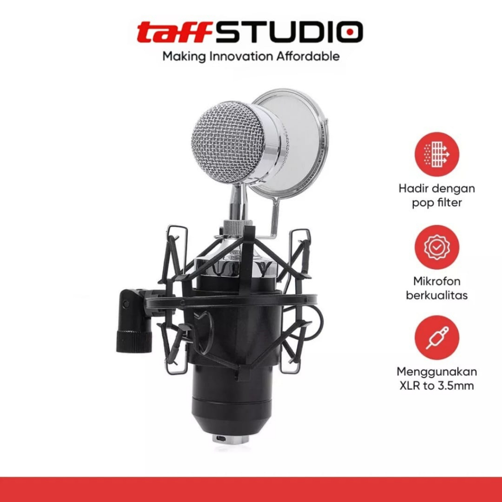 TaffSTUDIO Mic Condenser BM8000 Original Mik Microphone Mikrofon Kondenser Gaming Record Streaming S
