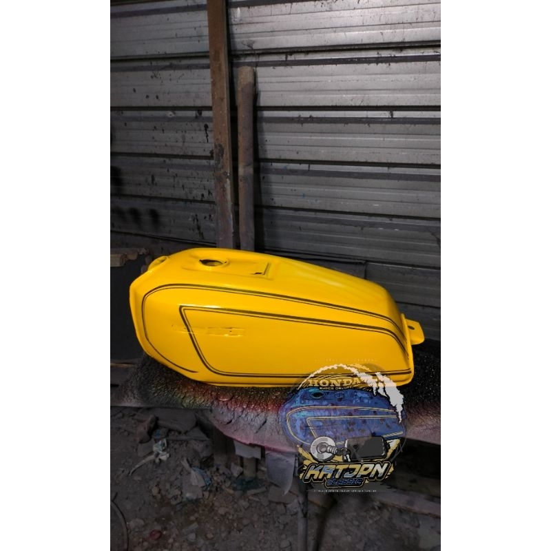 Tangki honda gl100 glcepek kuning list gold bahan tebal sperti original