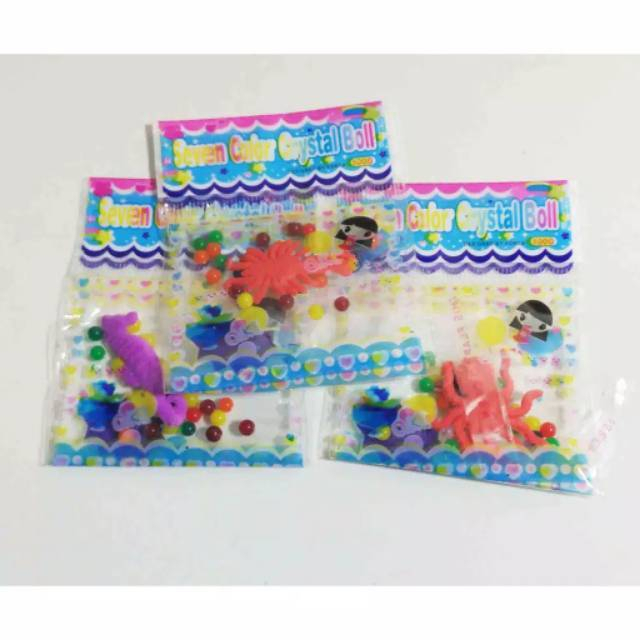 [3 SACHET] Water Beads Hydrogel Multicolor Sea Animal Bola dan Hewan Rendam di Air- Mainan Anak Rend