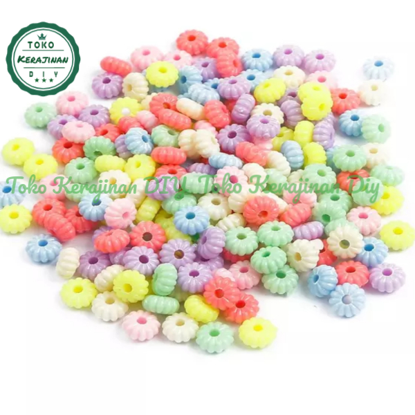 50 Pcs Manik Mote Stoper Garis 8mm Pastel Mini