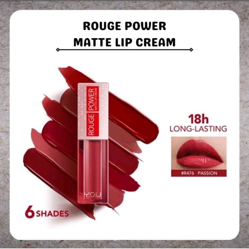 YOU Rouge Power Matte Lip Cream Lipstik Matte Tahan Lama