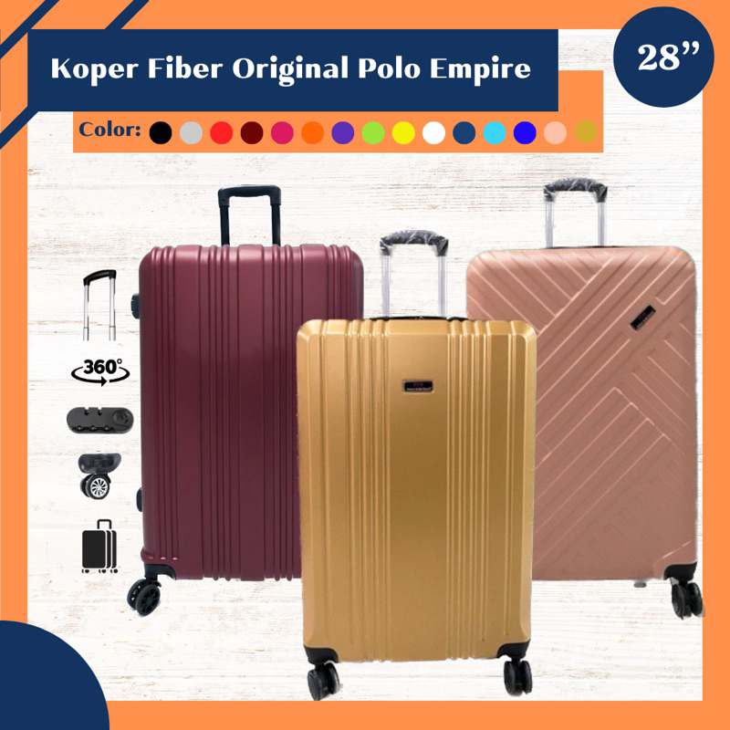 Koper 28 inch Polo Empire bahan fiber softcase poly carbonate lentur roda 4 putar 360 koper umroh ta