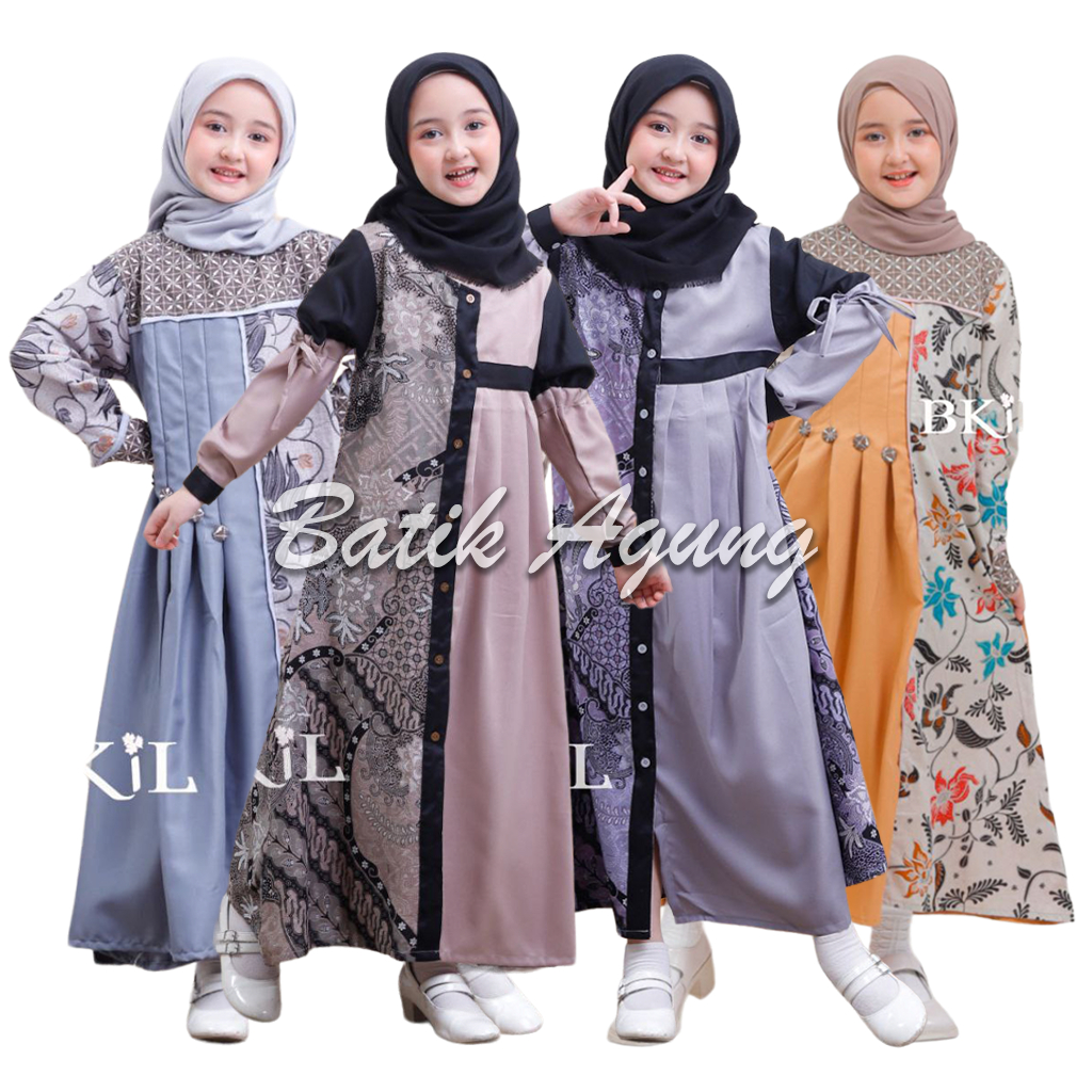 Baju Gamis Batik Anak Perempuan Umur 1 - 10 Tahun Kekinian / Baju Batik Pesta Kondangan Anak Terbaru