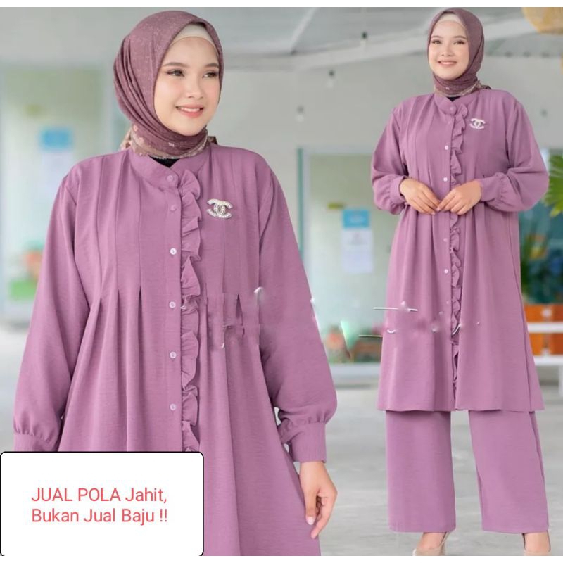 Pola Baju Setelan Tunik dan celana 038 - Pola Produksi konveksi - Pola Instan setcel tunik