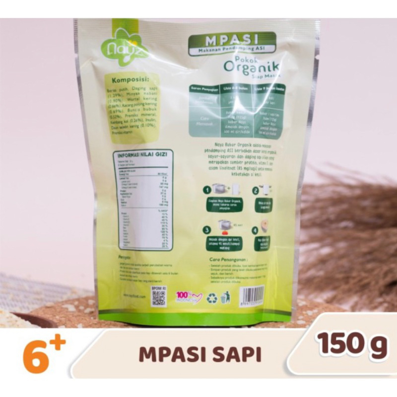 NAYZ MPASI Bubur Bayi Organik 150gr | NAYZ Bubur Beras Homemade BB Booster