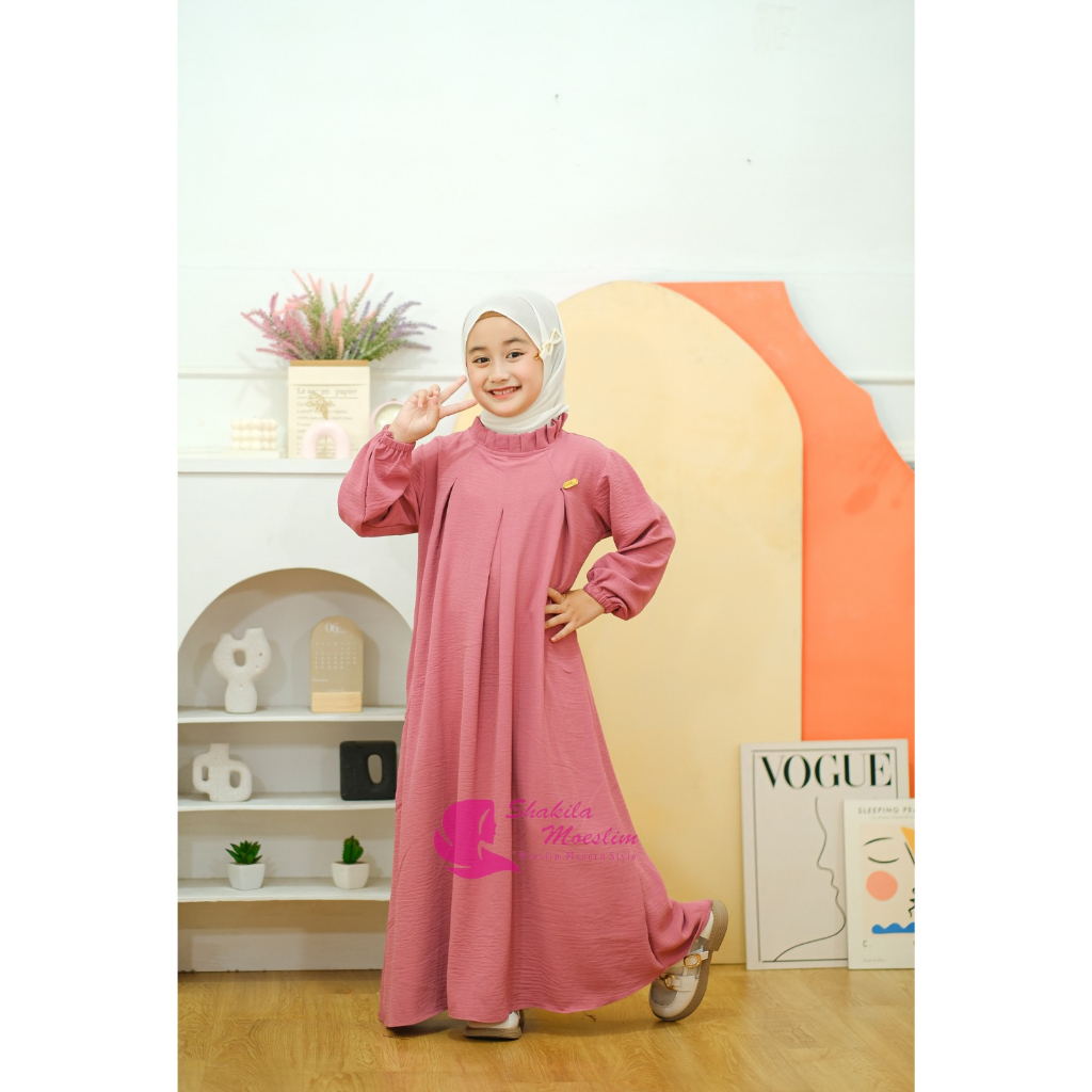 Gamis Anak Crinkle PREMIUM Polos Murah / Gamis Anak Kekinian Modern / Fashion Muslim Anak Terbaru