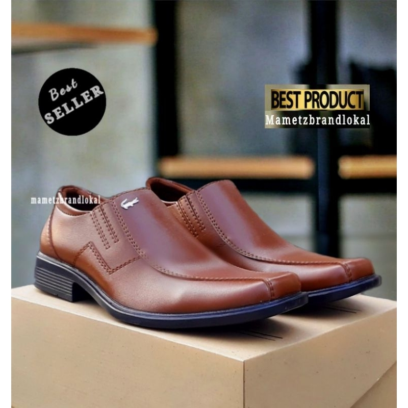 BEST PRODUCT - Sepatu Pantofel Hitam Pria Morgan Leather Tanpa Tali Pendek Kulit Sapi Asli Formal Kerja Kantor Premium