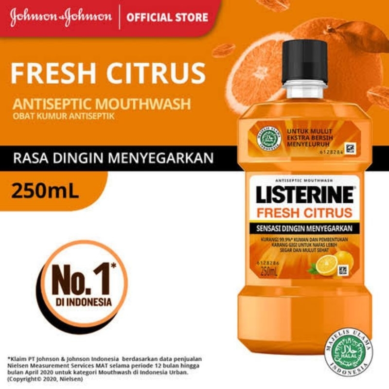 LISTERINE Fresh Citrus Antiseptic Mouthwash 250ml Obat Kumur Antiseptik No Alcohol