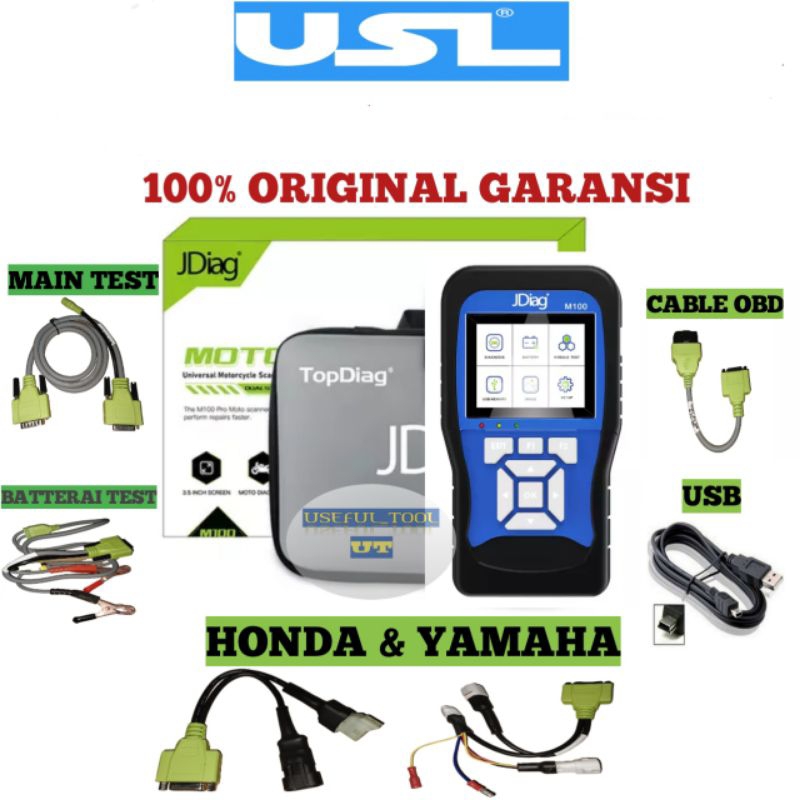 JDiag m100 Scaner injeksi motor OBD2 Yamah4 Honda