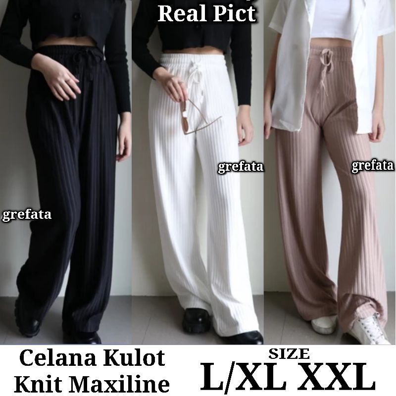 Kulot Knit Premium Import High Waist Tali Serut Hidup Size Standar Dan Ukuran L XL XXL Jumbo | Jeni Knit Pants | Hornet Pants | Long Cullote Meera Pants | Kulot Knit Kyora Premium Knit Homere | Korean Loose Cullote | Kulot Knit Maxiline Premium | Grefata