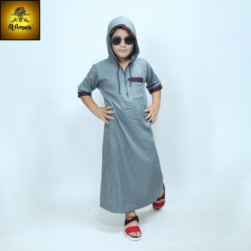 Gamis Hoodie Anak Laki-laki Al Amwa Jubah Hoodie Anak Cowok