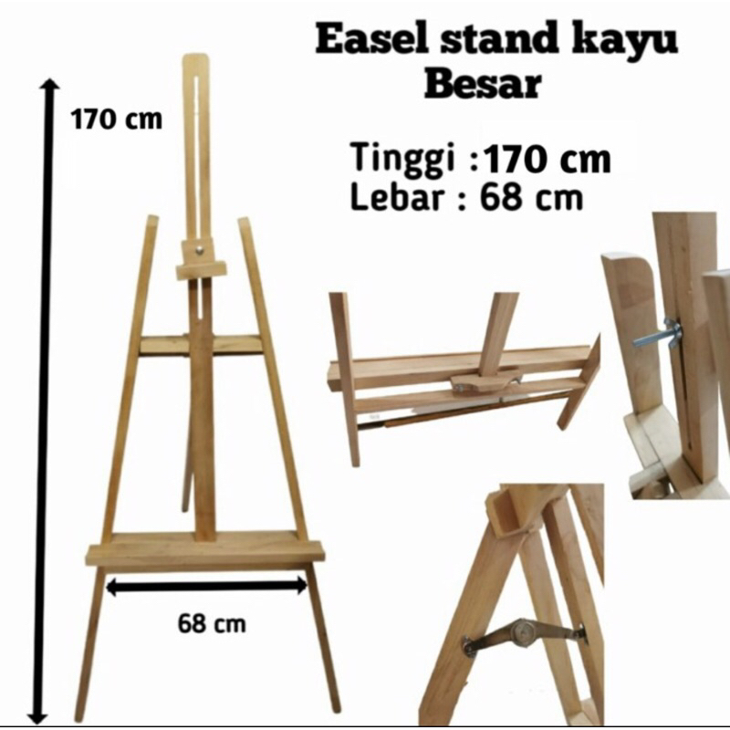 Easel Stand Kayu/Stand Lukis/Stand Canvas Besar 170x68 cm