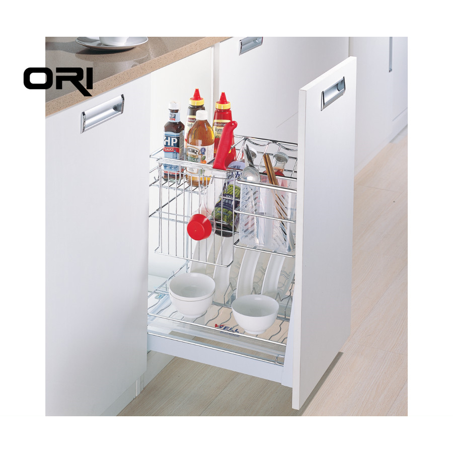 Rak Piring Tarik, Botol, Pisau dan Gelas Chrome Steel / Rak Piring Tarik 2 susun / Rak kitchen set l