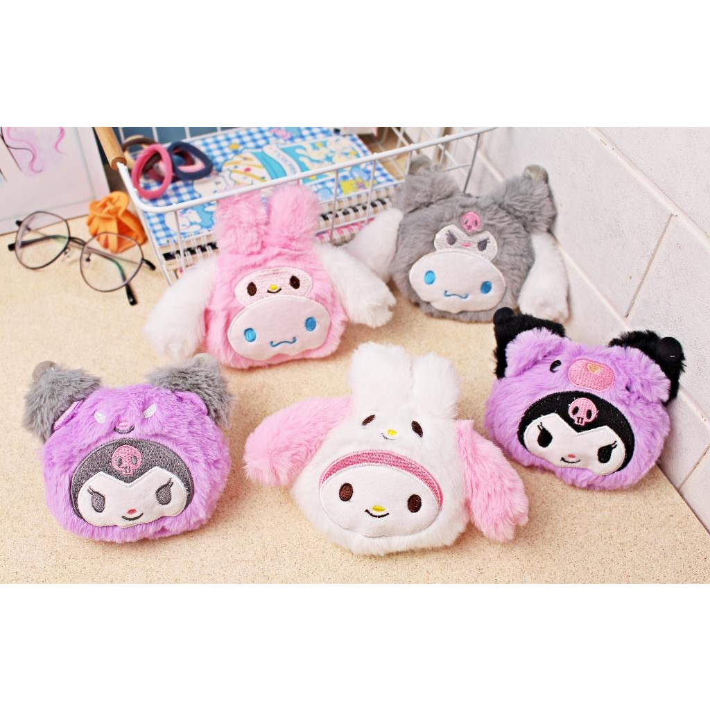 Dompet Koin Mini Resleting  Karakter Sanrio Series Gantungan Lucu Bahan Rasfur Lembut Tempat Uang