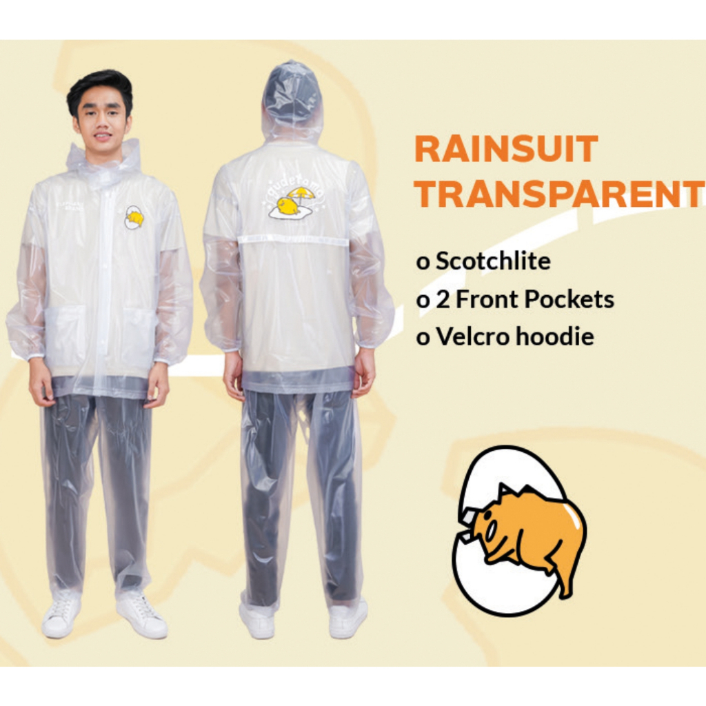 Jas Hujan Setelan Jaket + Celana GUDETAMA - Elephant Brand - Sanrio License